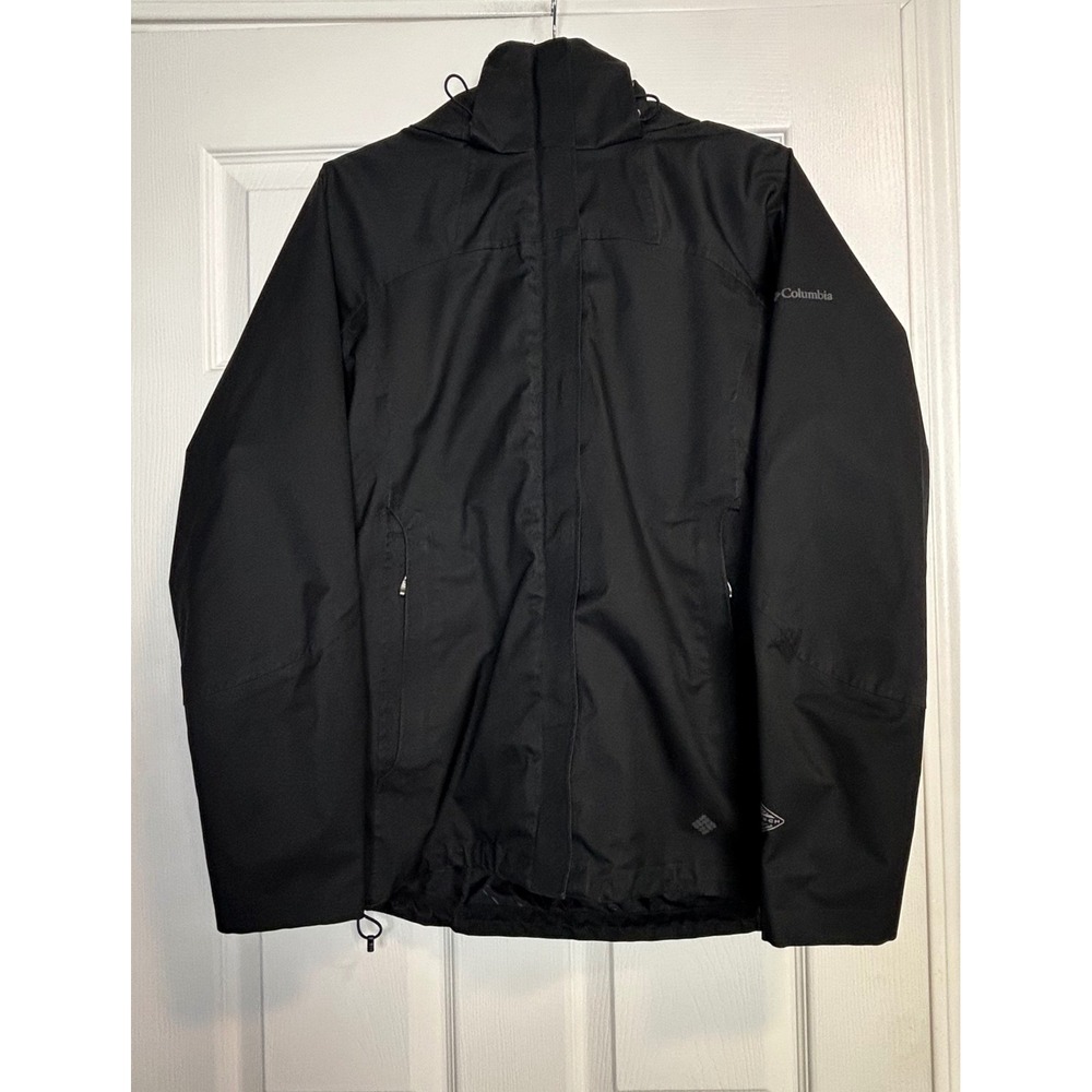 Columbia Omni-Tech‎ Jacket Womens Small Black Waterproof Hooded Rain Shell